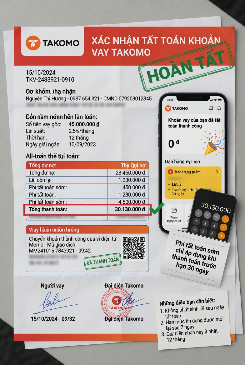 Tất toán khoản vay Takomo và những điều bạn cần biết