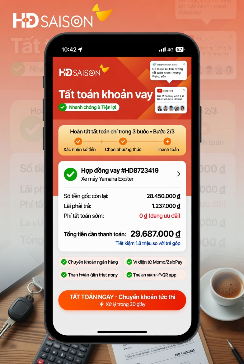 Tất toán khoản vay HD Saison nhanh chóng và tiện lợi nhất hiện nay