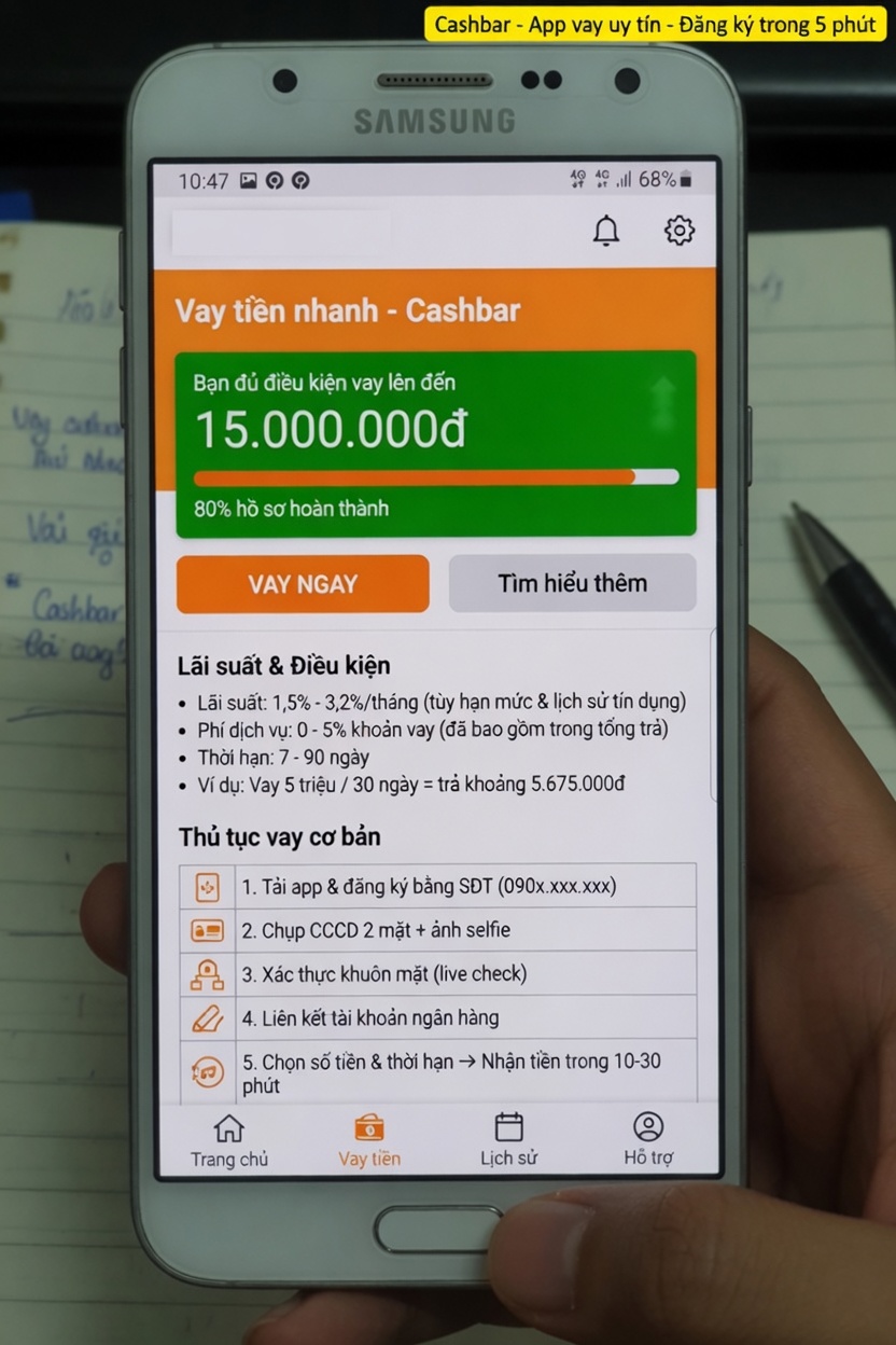 Vay tiền Cashbar như thế nào? Lãi suất và thủ tục vay cơ bản