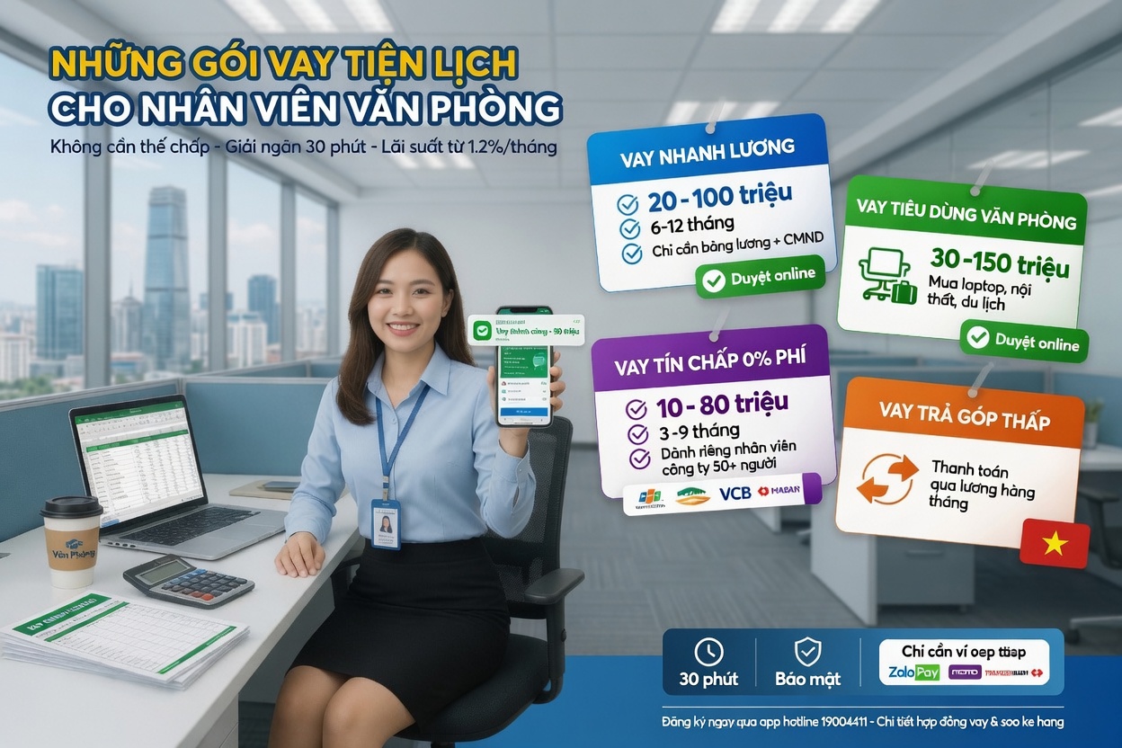 Những gói vay tiền tiện lợi cho nhân viên văn phòng